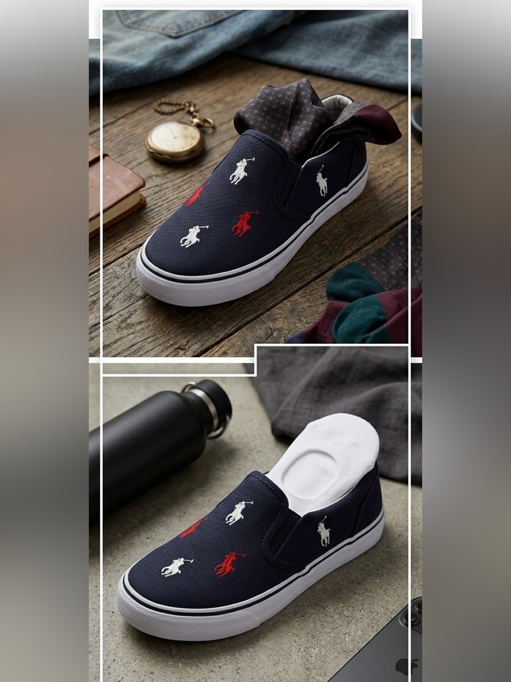 🖤🖤Polo Ralph Lauren Men’s Keaton Allover Pony Slip-On Sneaker